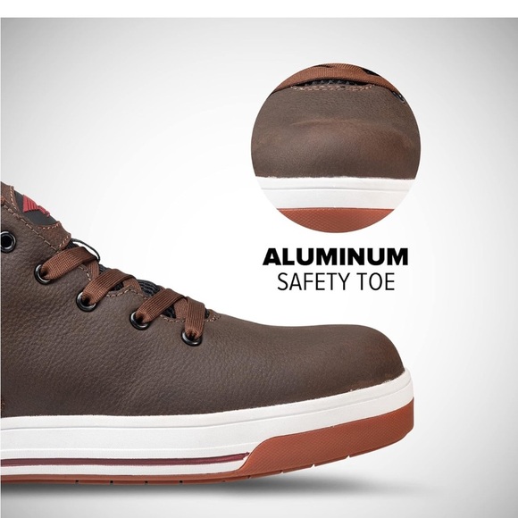 Avenger Work Boots Men's A712 Aluminum Toe Industrial Shoe size 7.5 new brown - Picture 2 of 11